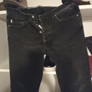 2men2women Italian Hand Made Luxury Brand   Men's Dark Gray/Black Skinny Jeans